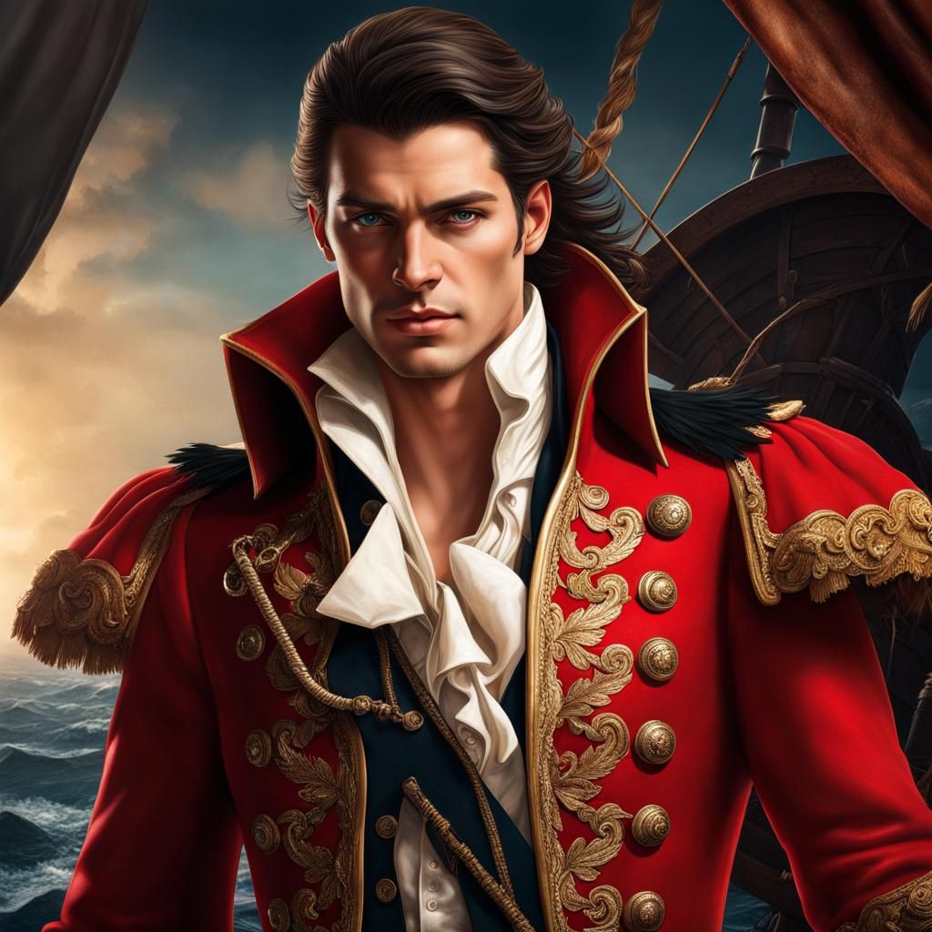 Handsome Young Pirate in Red Coat
