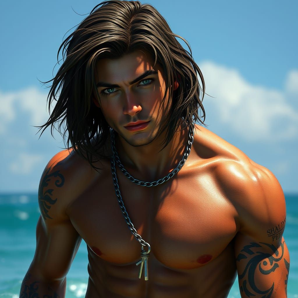 Surfer Portrait with Dramatic Lighting and Vibrant Colors