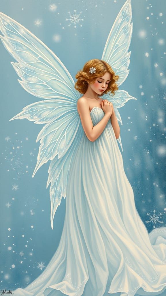Delicate Fairy in Crystal Ice Gown