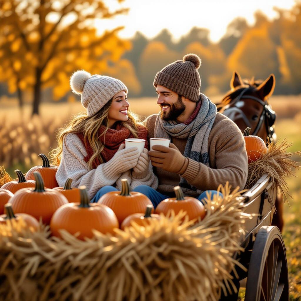 Autumn Wagon Ride in Rockwell Style