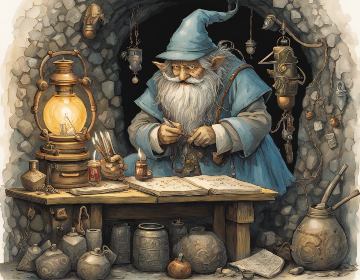 Gnome Classroom in Fantasy Illustration Style