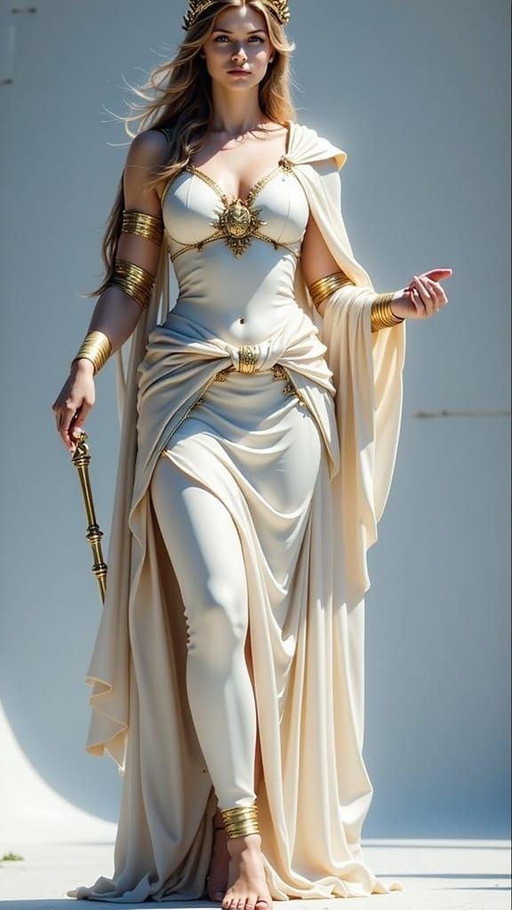 Grecian Hera Goddess in Elegant Hyperrealistic Regalia
