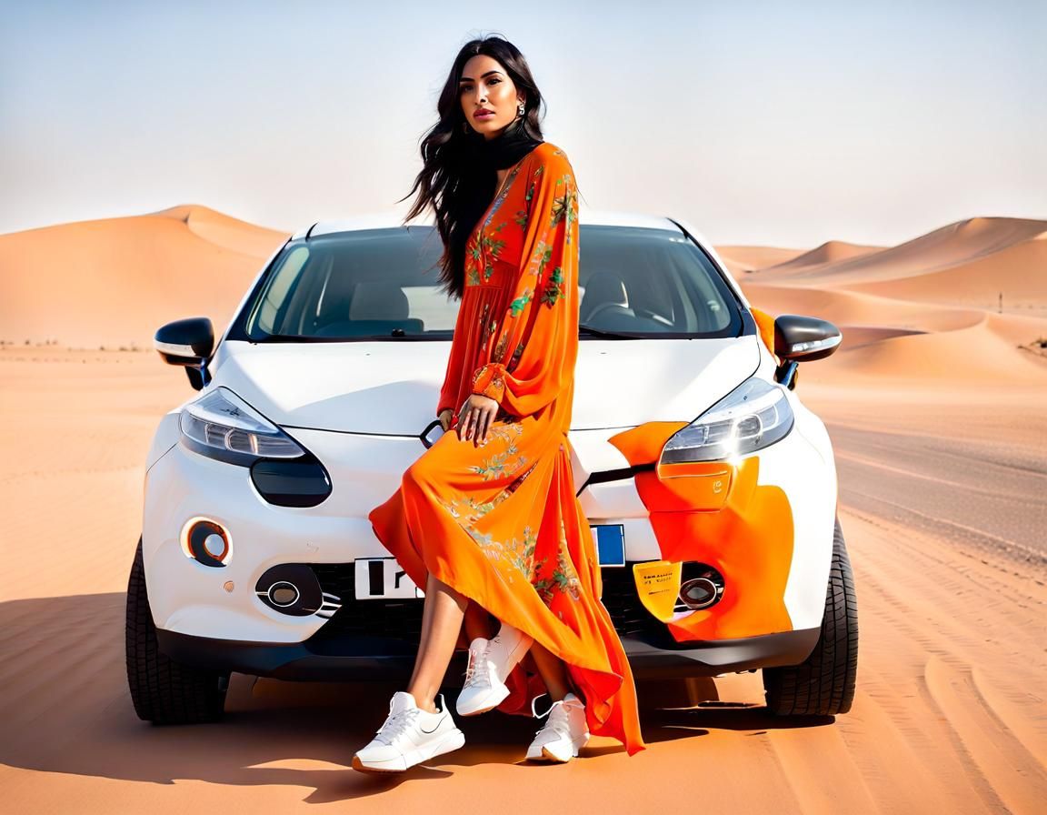 Middle Eastern Beauty in Sahara, Oil Painting