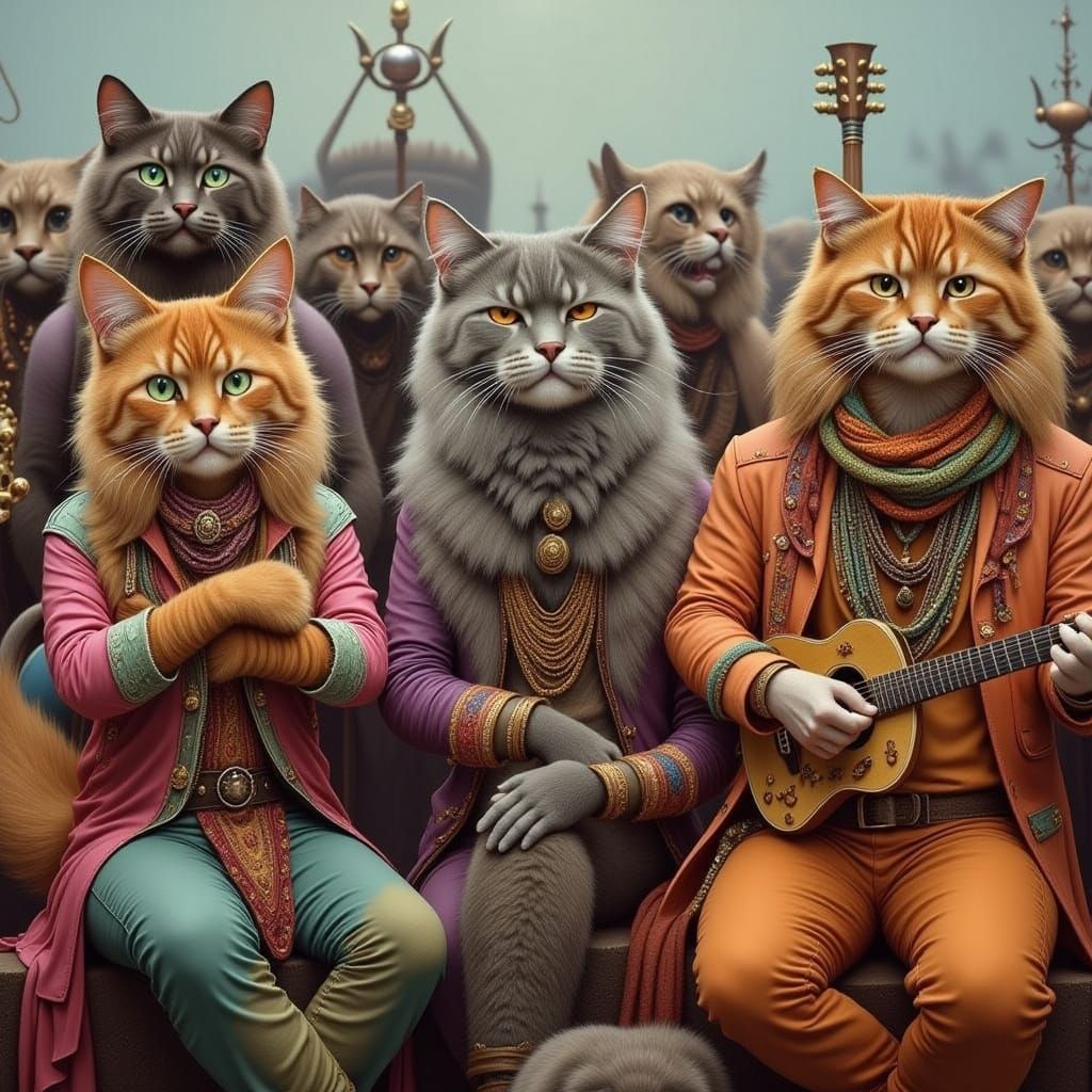 Hippie Cats Jamming at Woodstock Festival