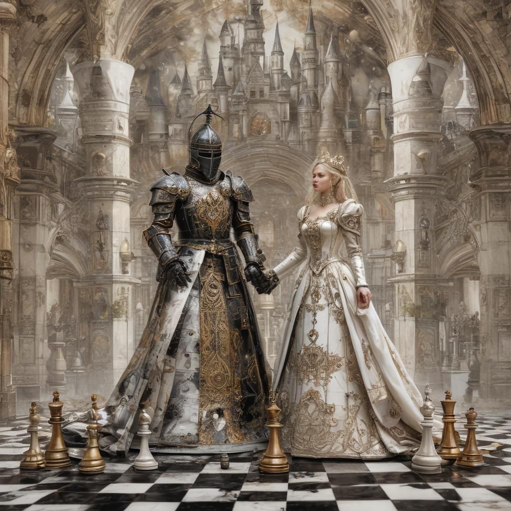 Black Knight and White Queen meet on the Chessboard