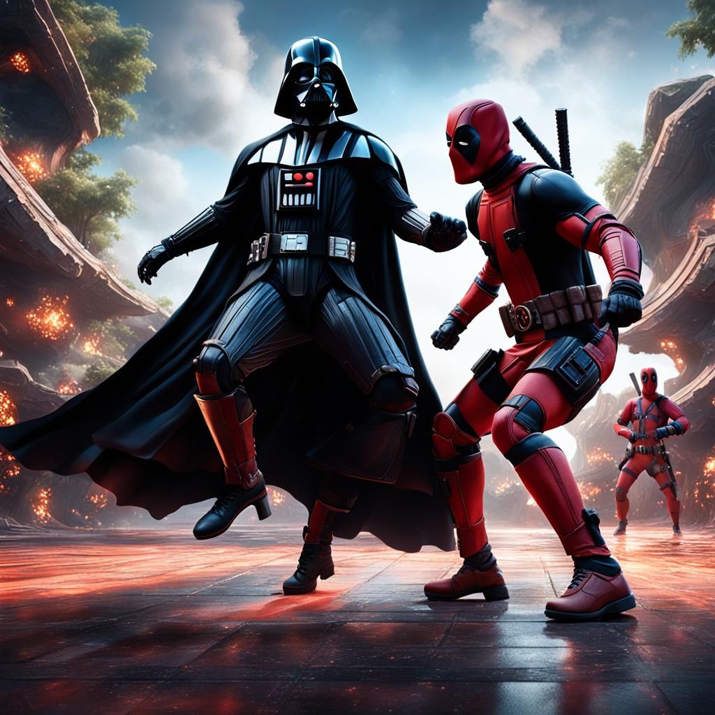 Darth vader and deadpool dancing