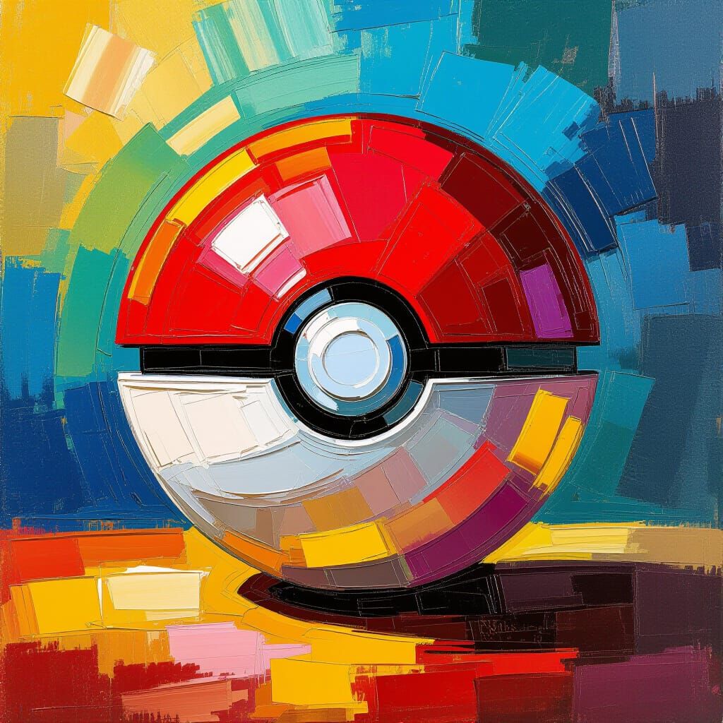 Vibrant Pokeball: Impressionist Masterpiece Painting