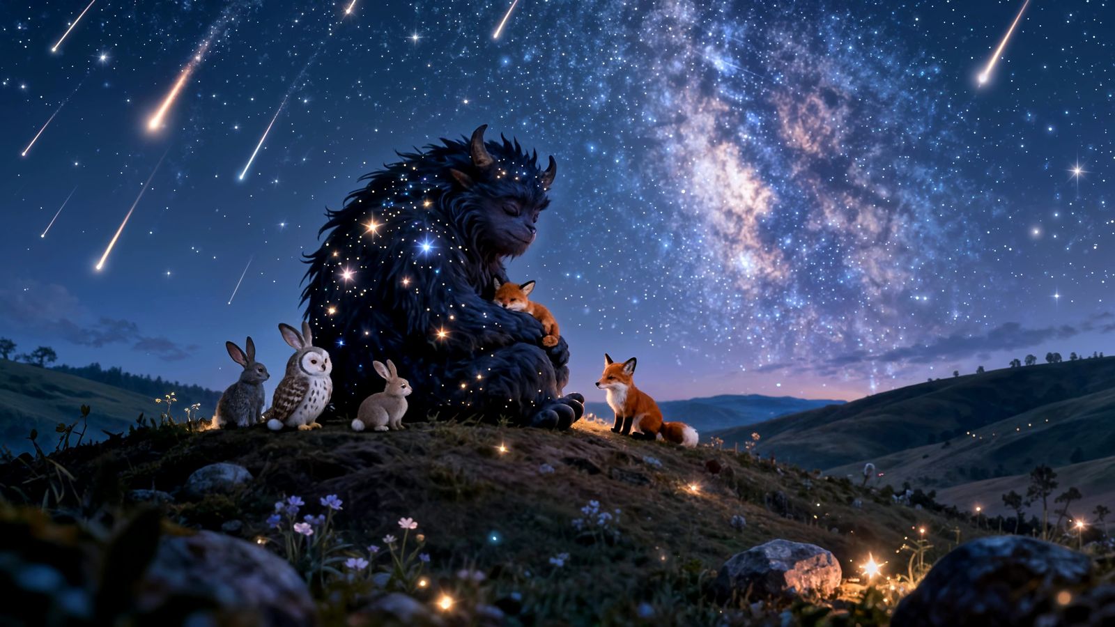 Gentle Creature Under Meteor Shower