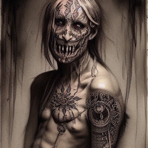 New School Horror Tribal Tattoo Design