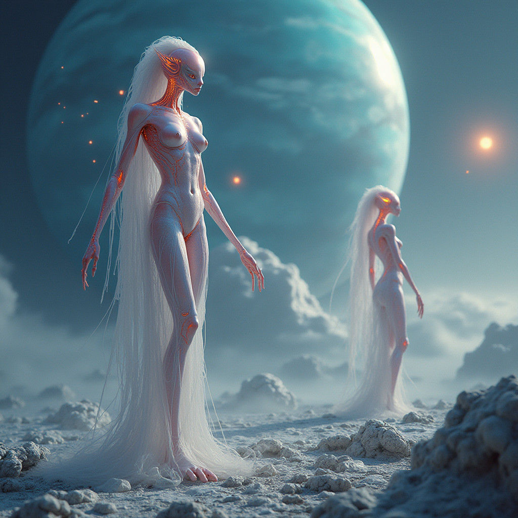 Ethereal Beings on Jupiter's Moons: Biomechanical Art