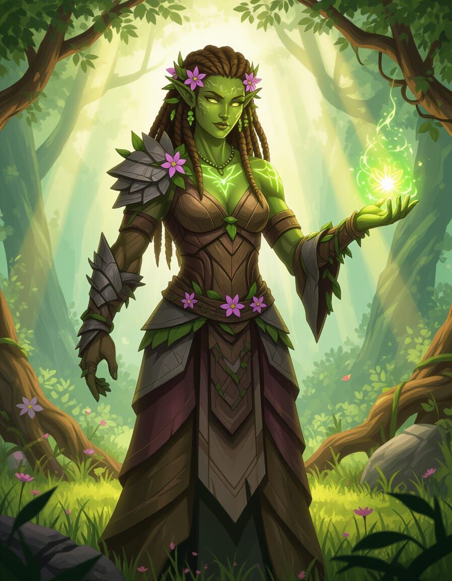 Blooming Forest Woman in Anime Semi-Realism