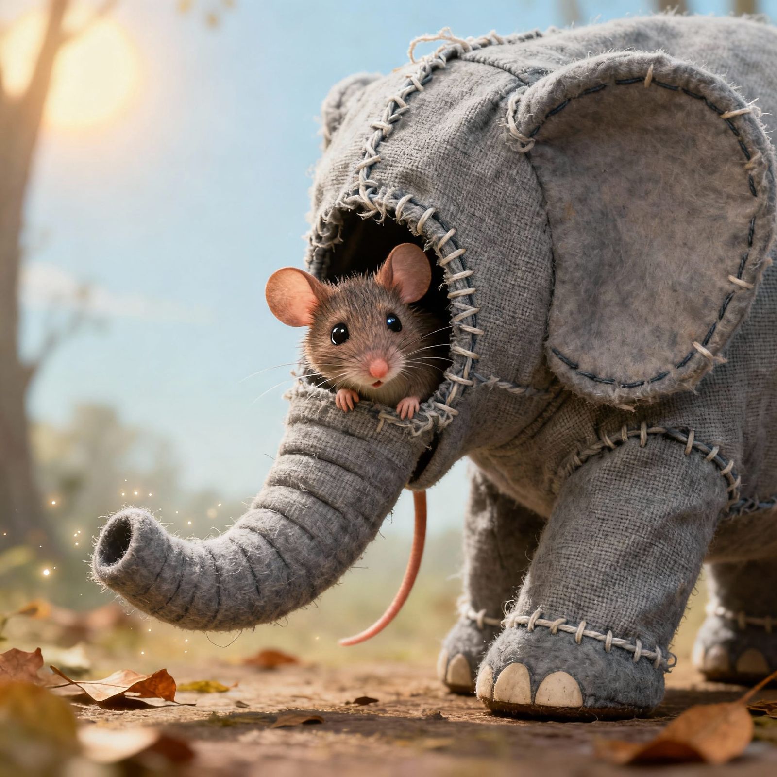 Mischievous Mouse in Detailed Elephant Costume