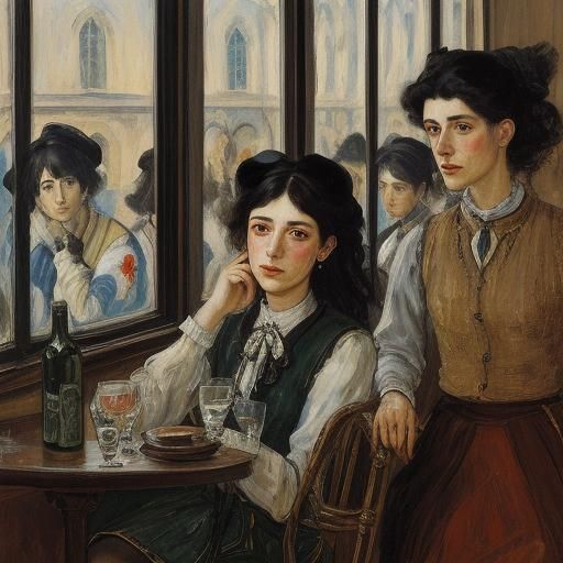 Melancholy Figure by Window, Expressionist Style