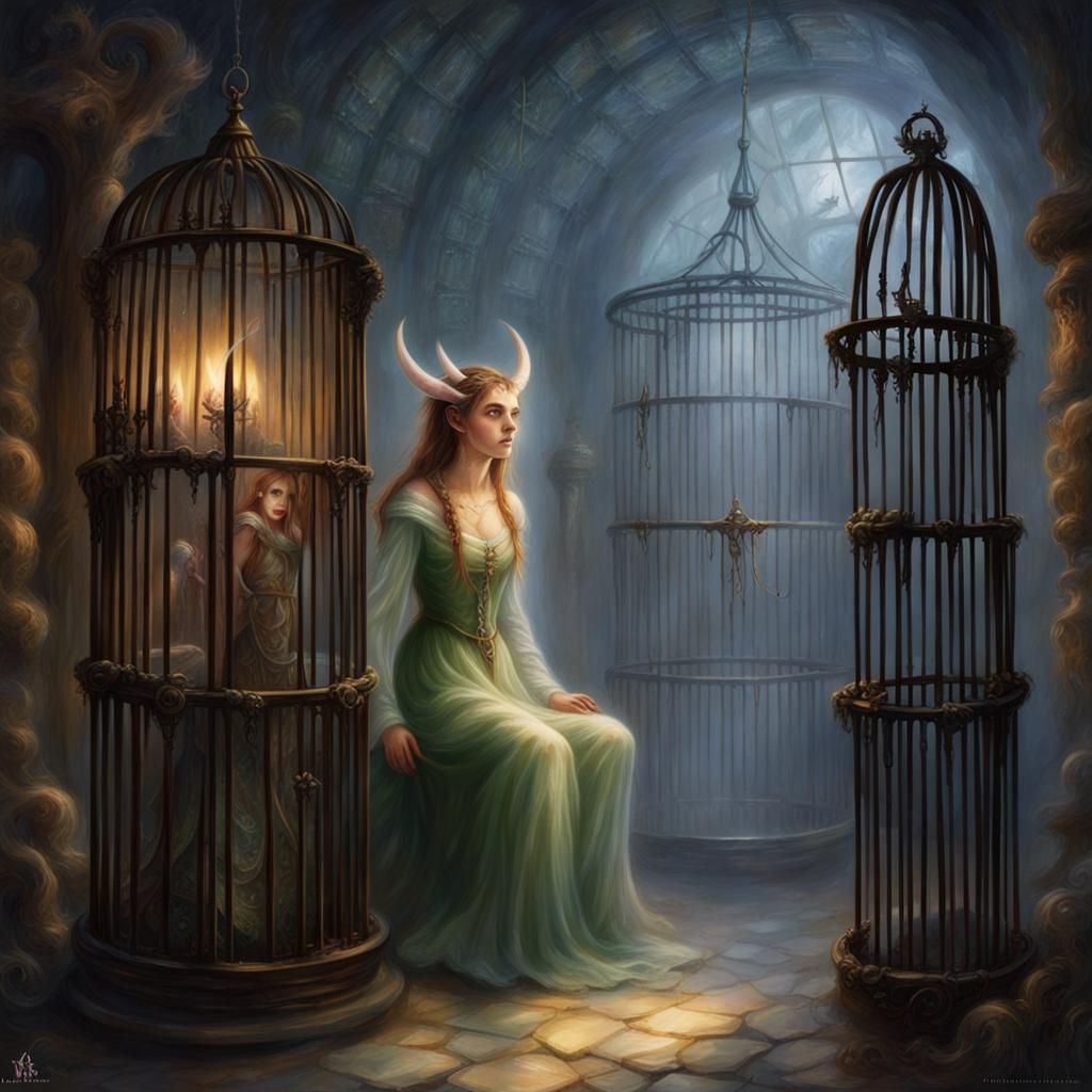 Imprisoned Horror: Ethereal Elf in Dungeon Cage