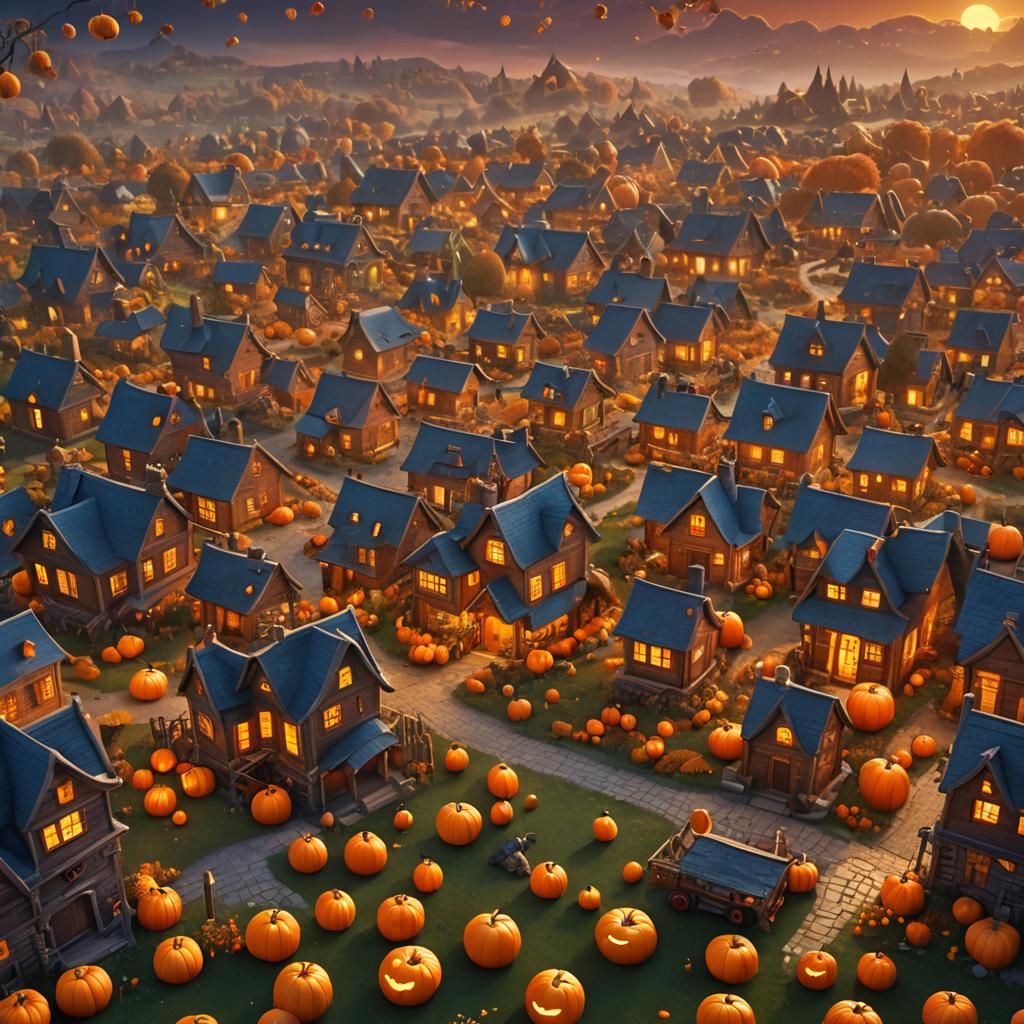 Magical Halloween Harvest in Pixar Style