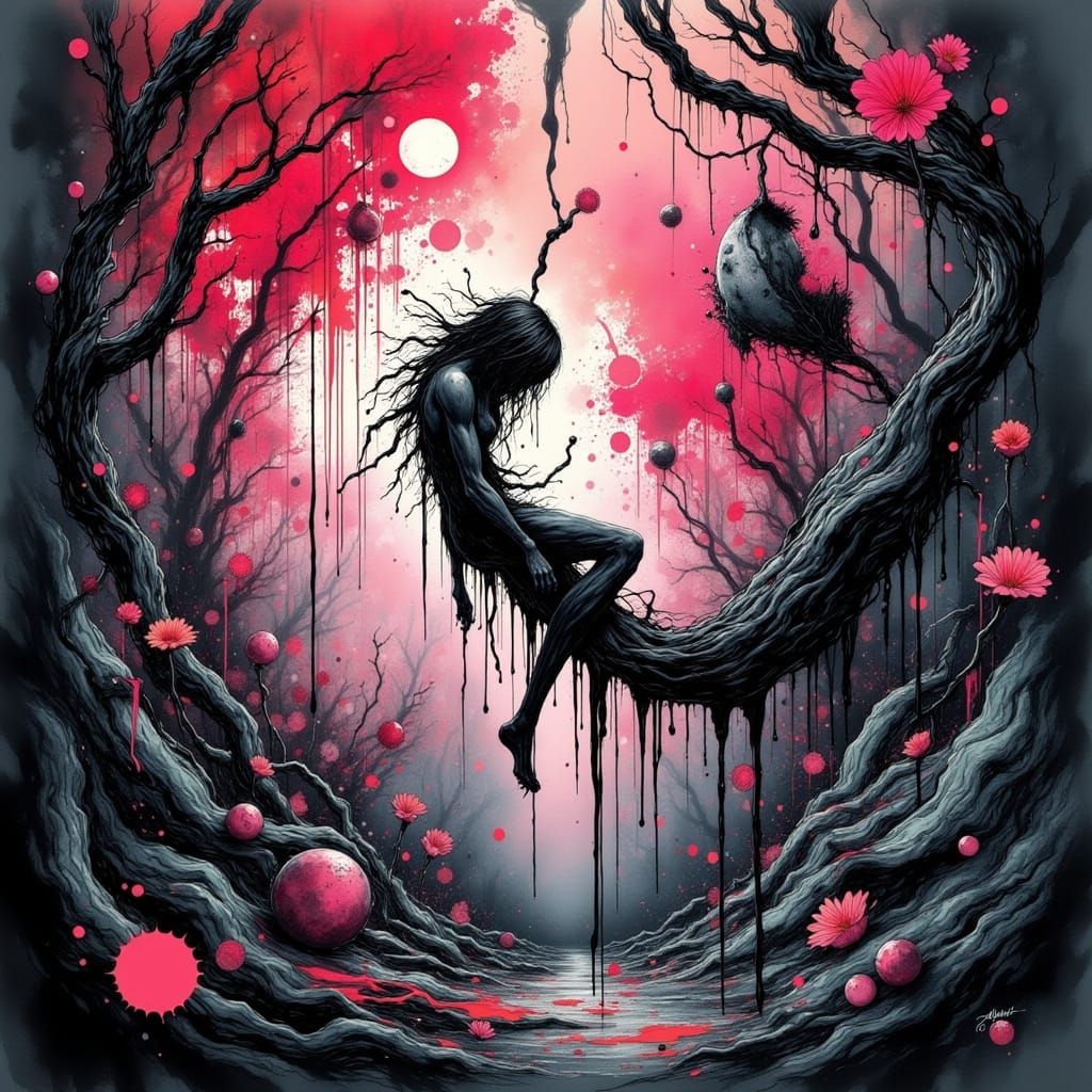 Surreal Free Fall: Digital Painting with Ethereal Textures