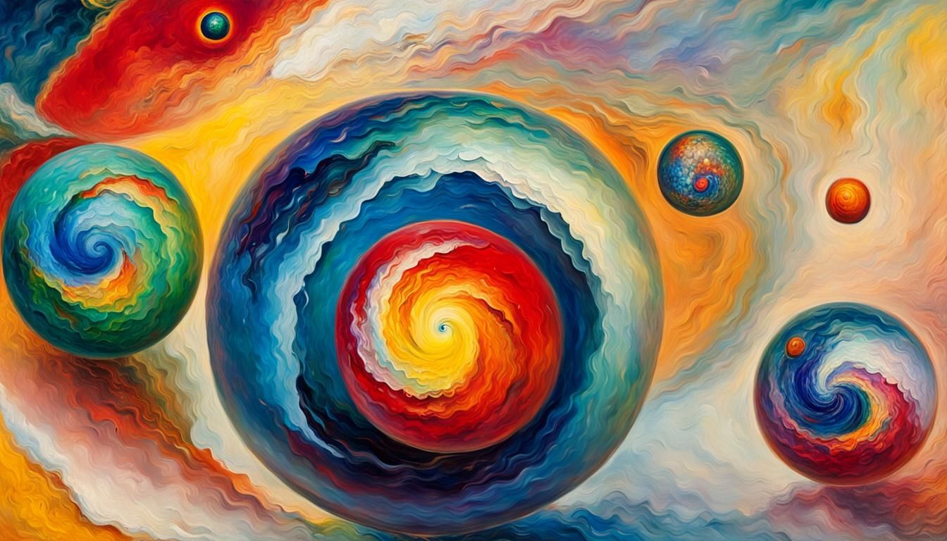 Abstract Stars in Vivid Impasto Oil Painting