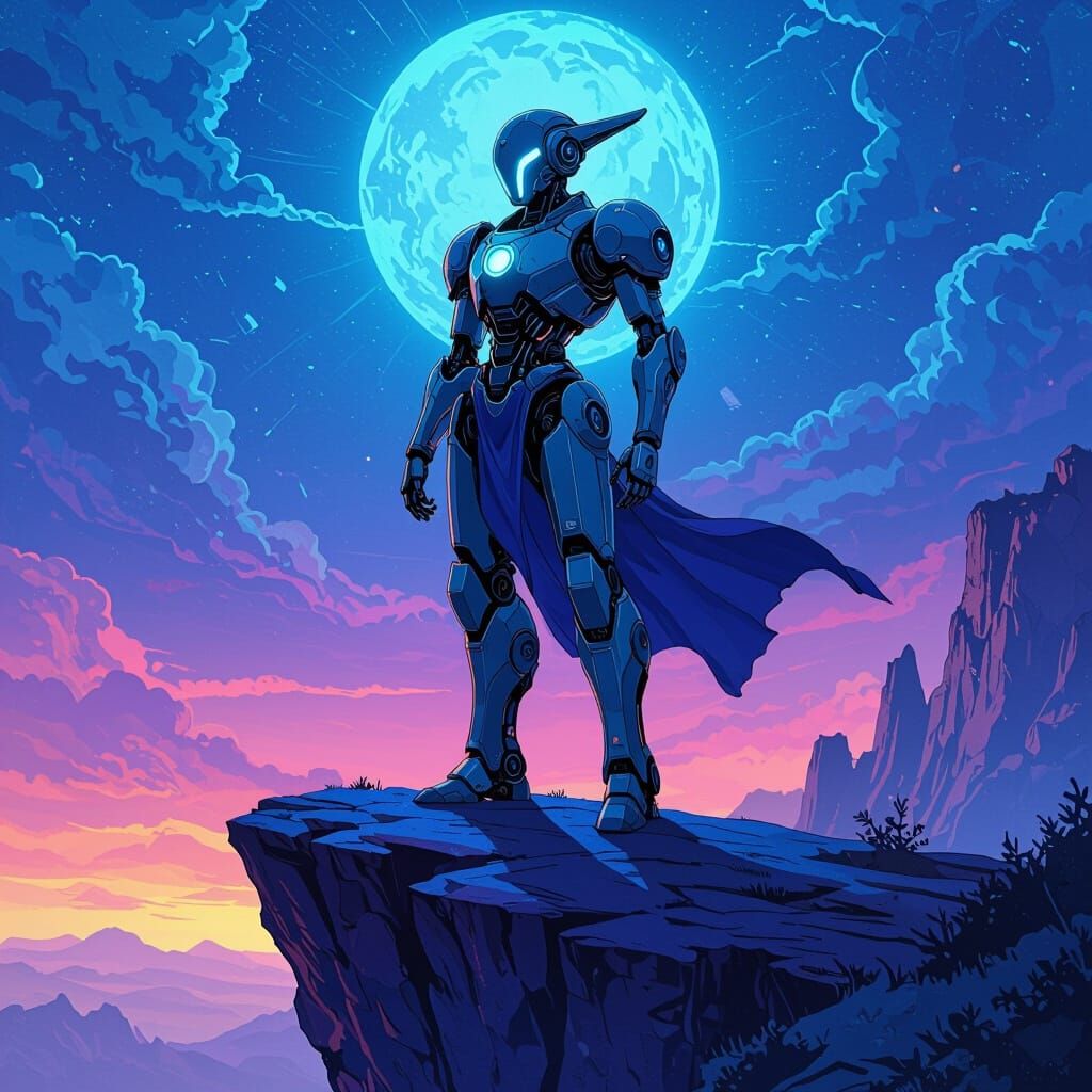 Fool Tarot Card Robot in Sci-Fi Style