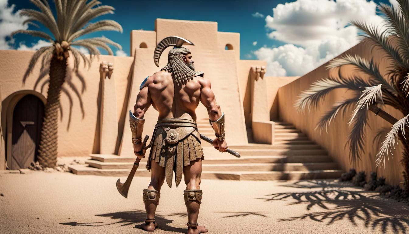 Gilgamesh in Dusty Desert Street Scene