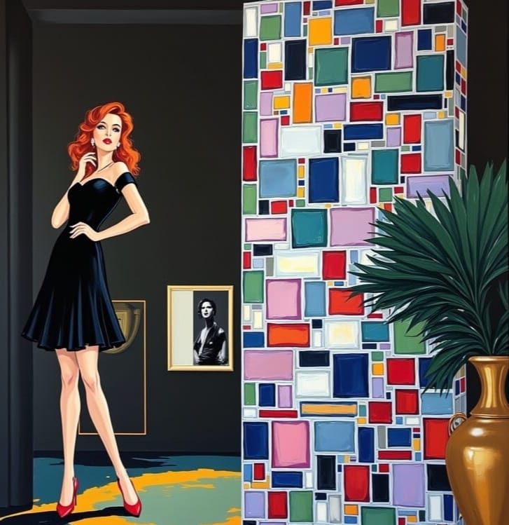Elegant Woman in Midcentury Modern Chic