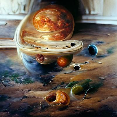 Planets in Space as Oil Painting