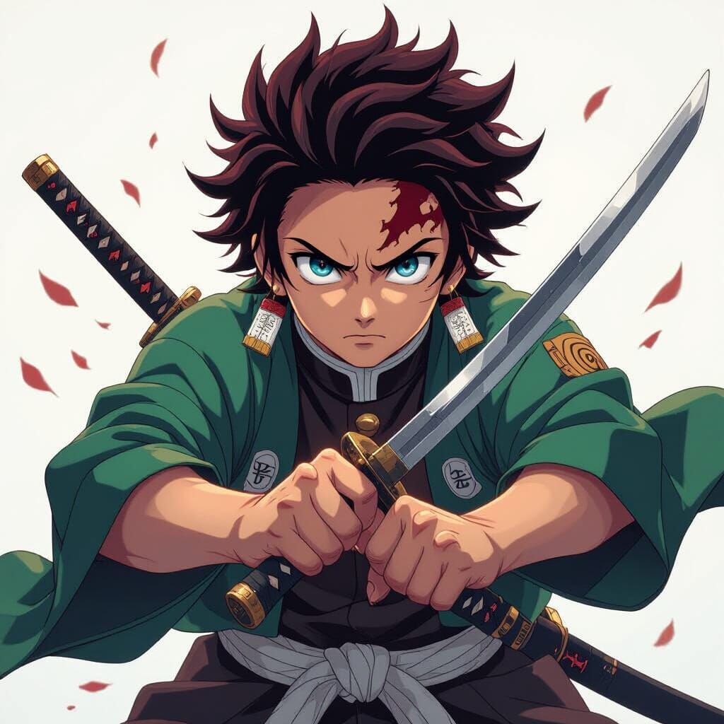 Epic Anime Battle: Tanjiro vs Naruto in Dynamic Lighting