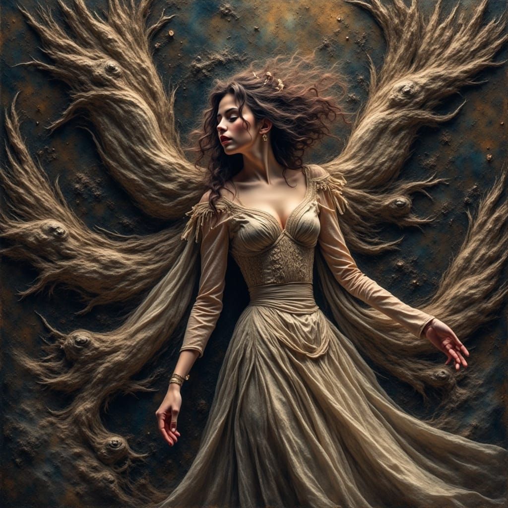 Dark Fantasy Princess in Grungy Oil Painting Style