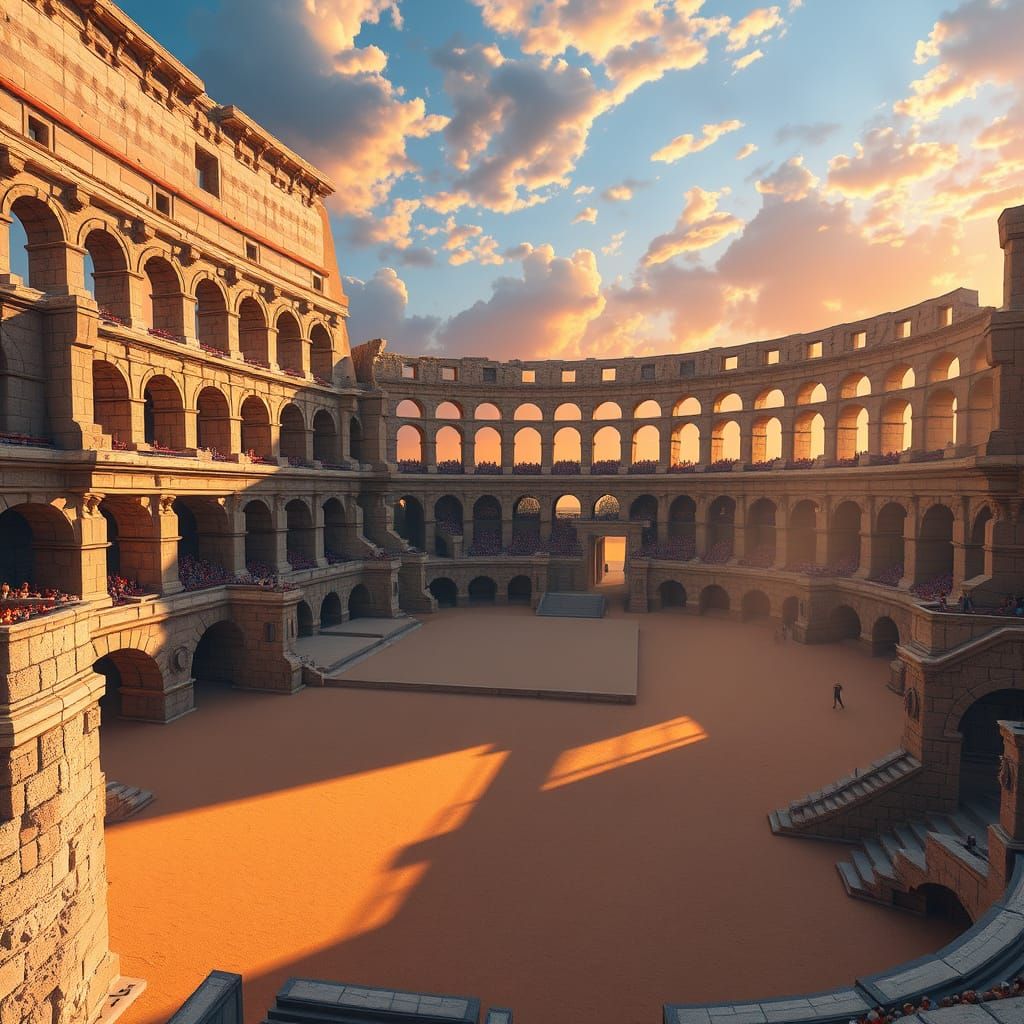 Ancient Smash Bros. Arena in Vibrant Sunset Colors