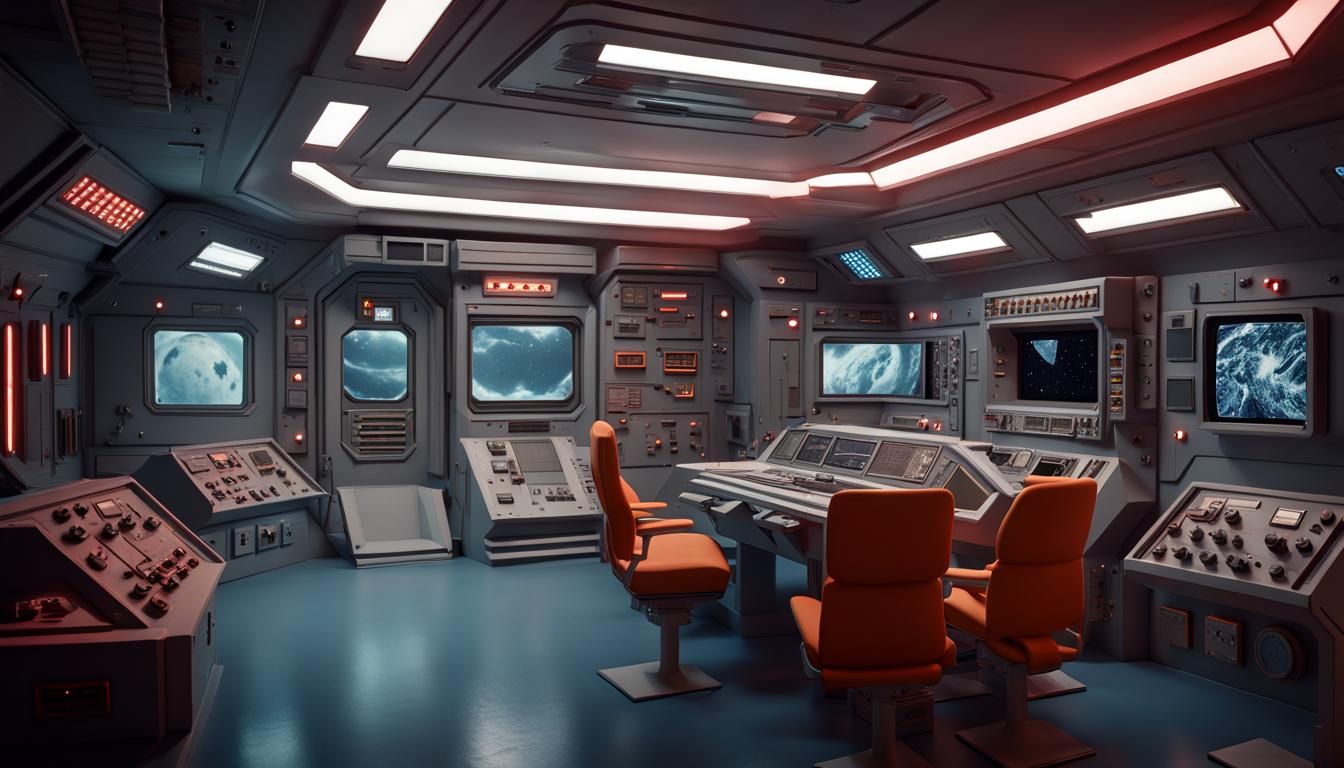 Eerie Moonbase Alpha Control Room Concept Art