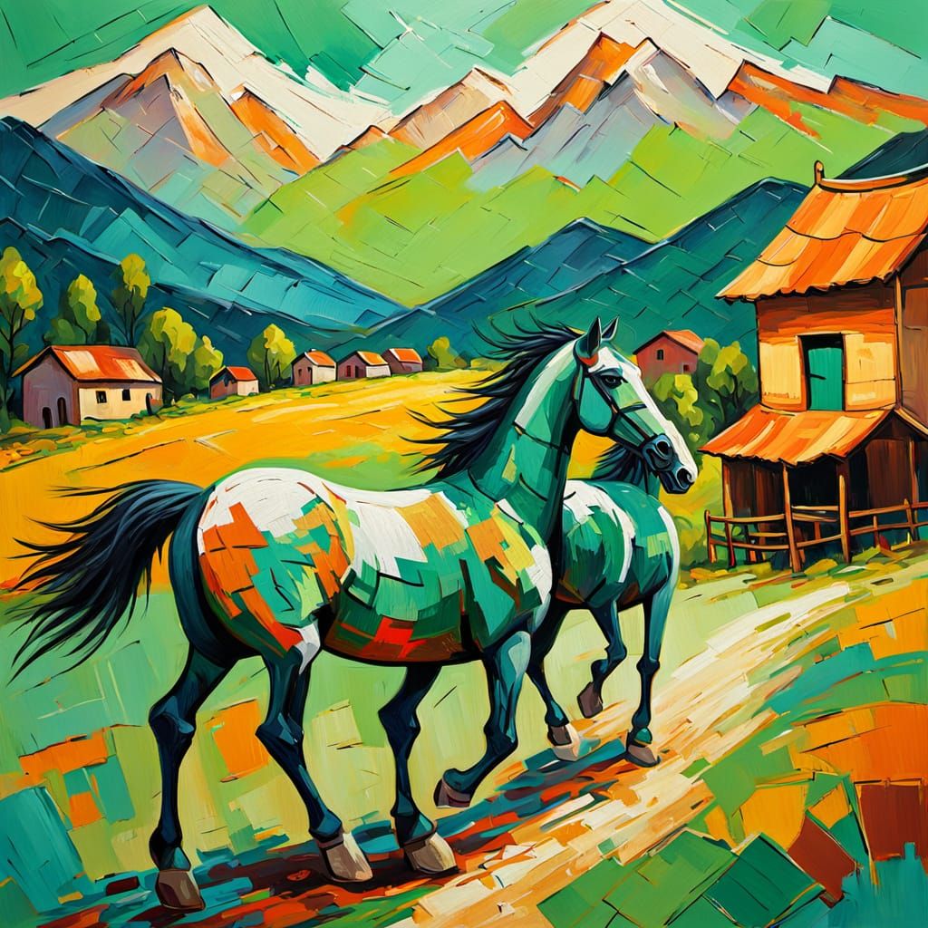 Fauvist Village Scene with Expressionist Brushwork