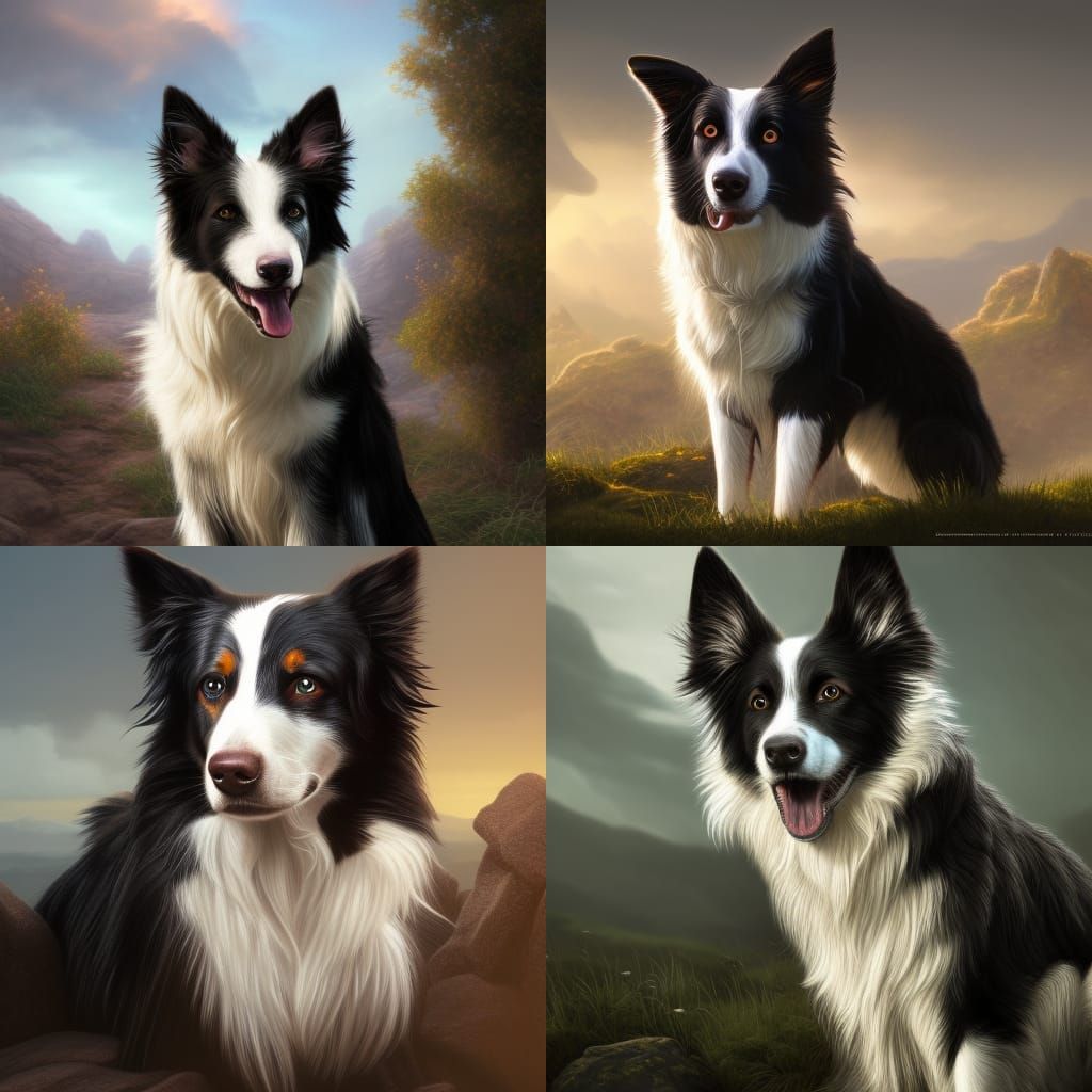 Hyper-Realistic Border Collie Splash Art