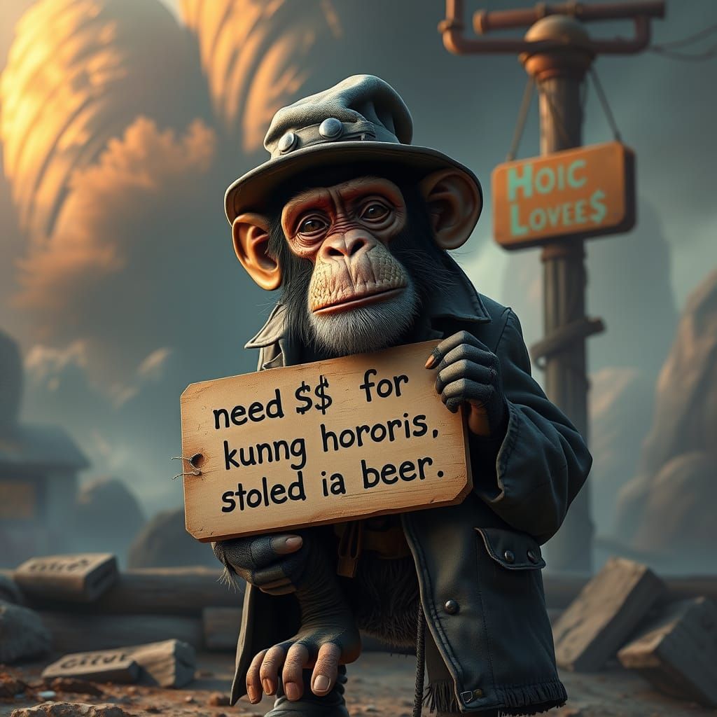 Chimp Hobo Needs Kung Fu Lessons: Digital Art