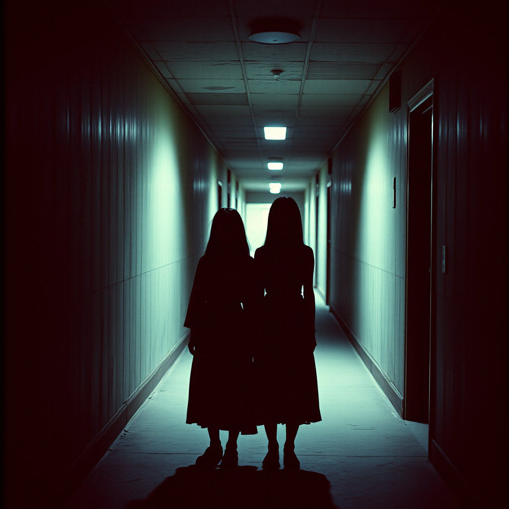 Eerie Spirits in Abandoned Hallway: Japanese Horror