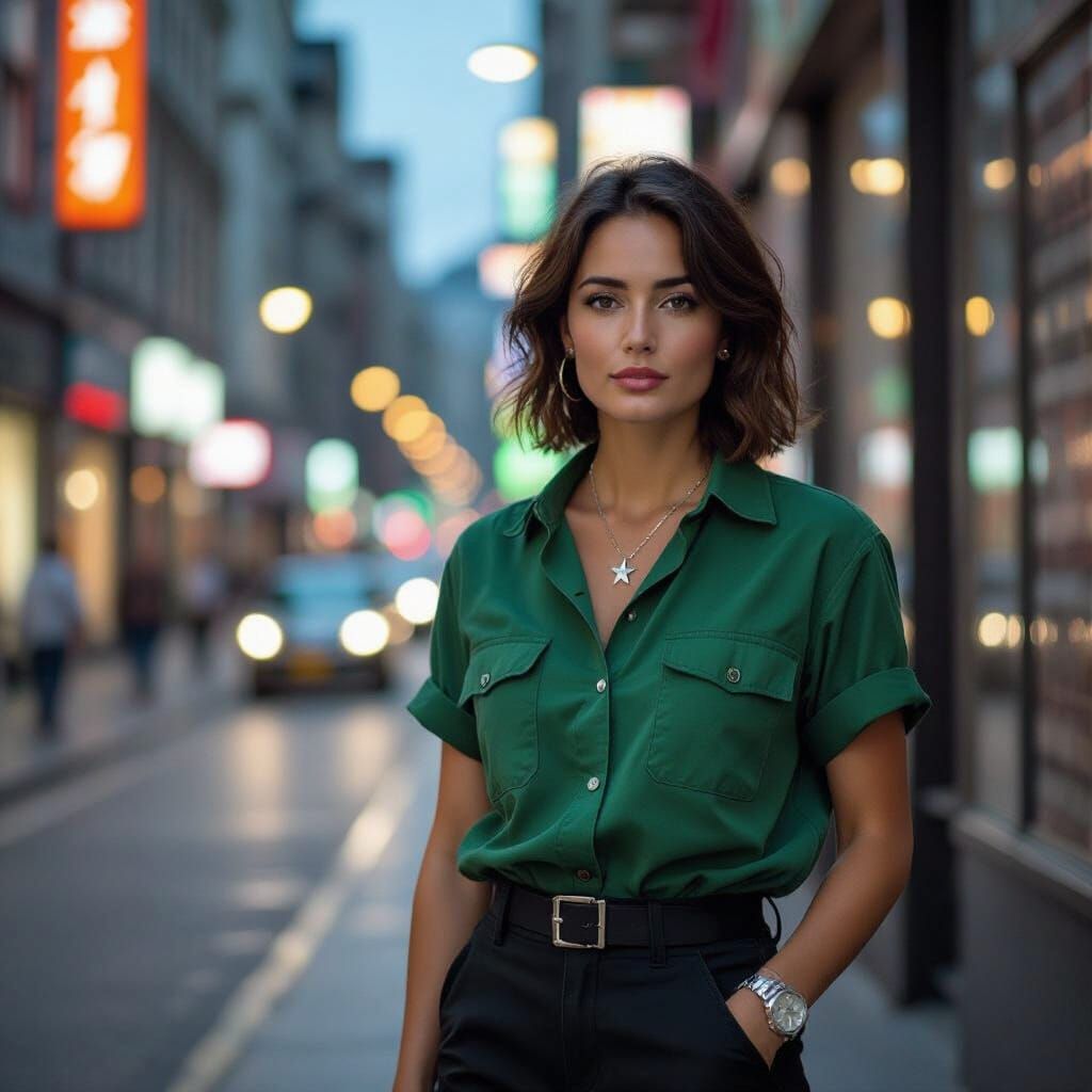 Woman in City Street: 90s Compact Camera Style