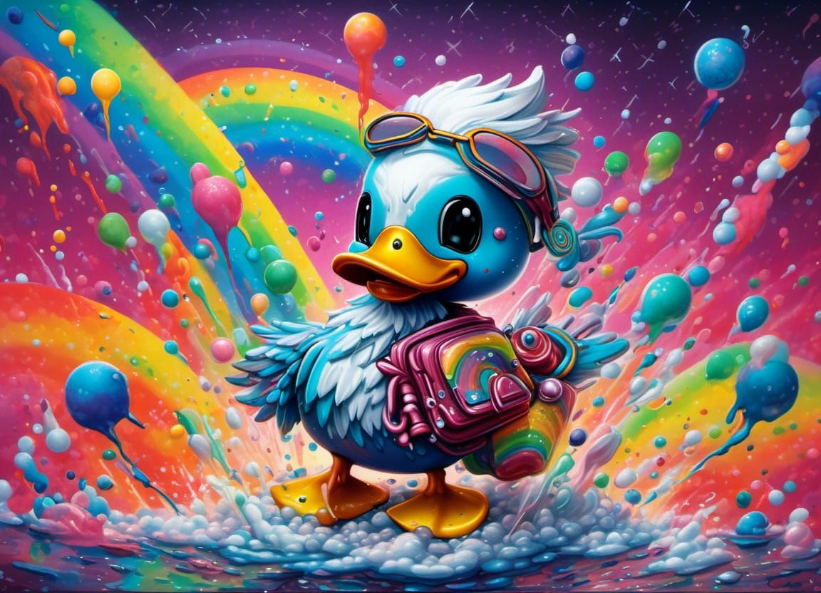 Rainbow Duck in Graffiti Art Style