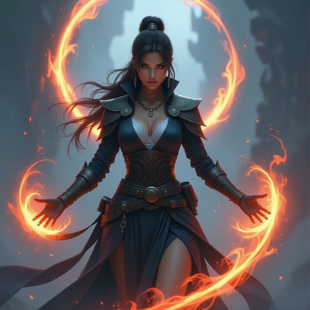 Powerful Woman Surrounded by Magical Energy