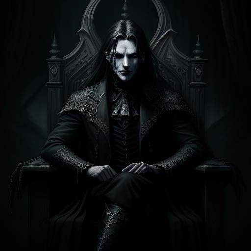 Brooding Incubus on Gothic Throne: Dark Fantasy Art
