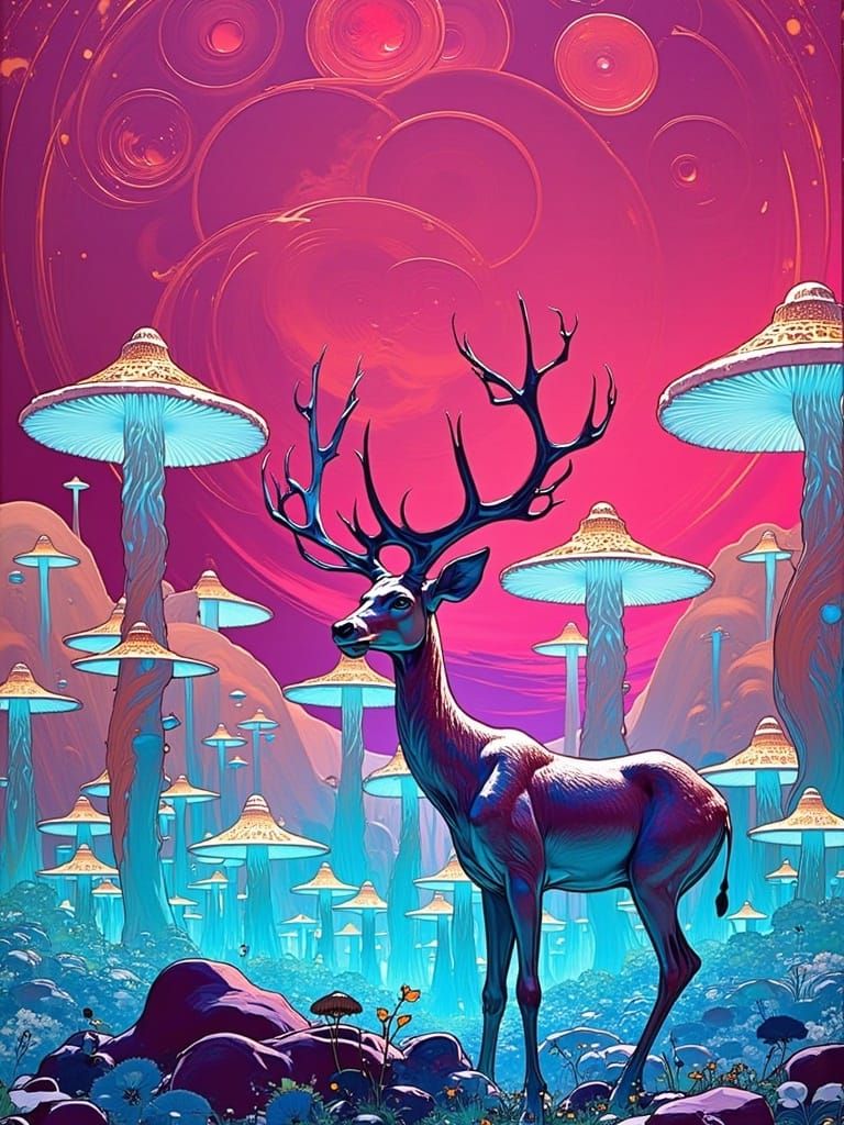 Surreal Sci-Fi Landscape in Art Nouveau Style