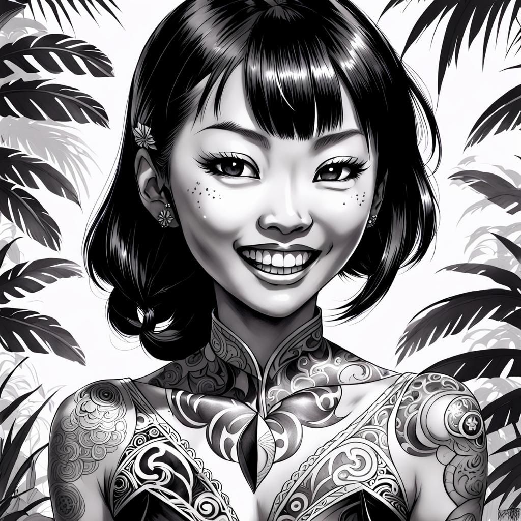 Anna May Wong Fantasy Pinup in Manga Style