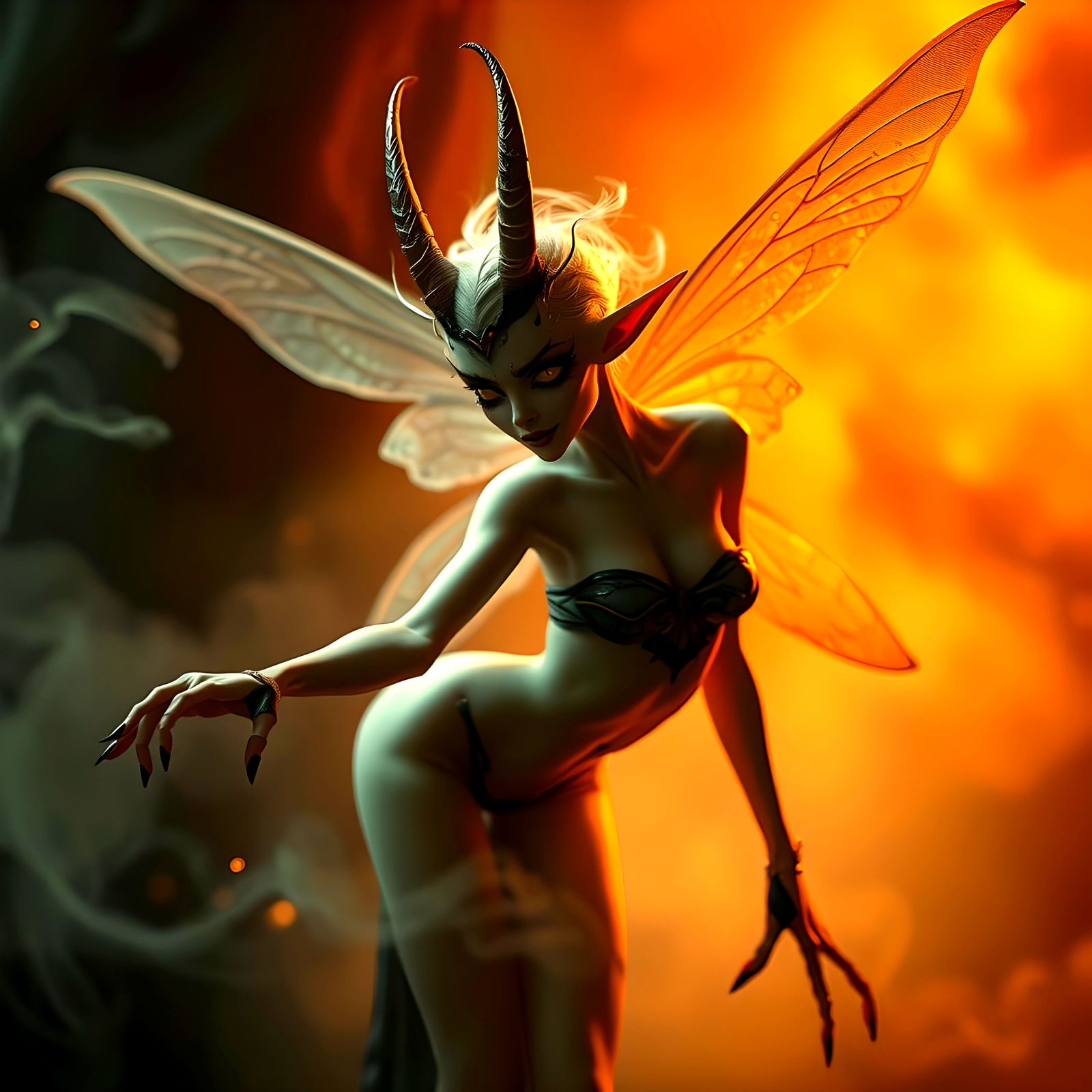 3D abstract, of a bad fairy, beautiful bad fairywith very po...