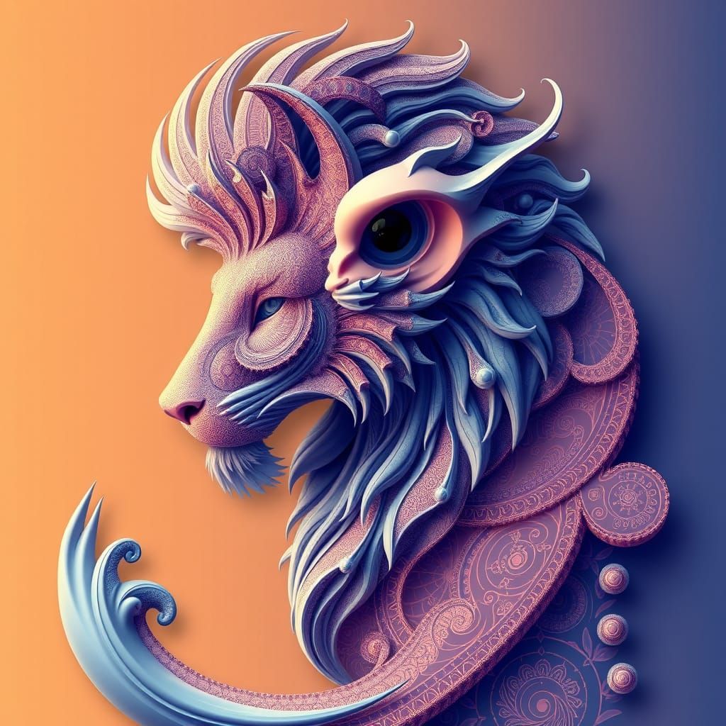 Abstract Animal Allegory with Fractal Wave Function