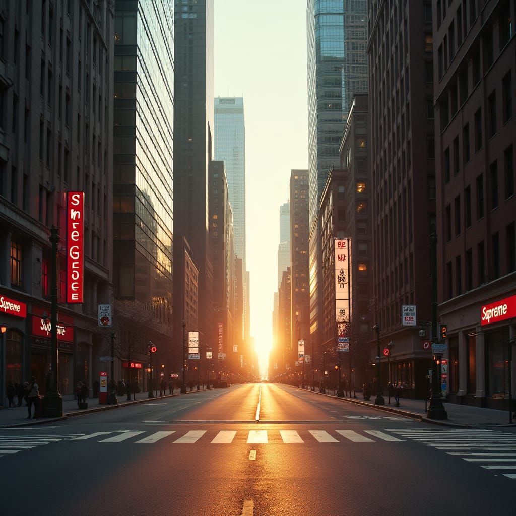 Sunrise Fusion City Street: Modern Meets Old, Cinematic