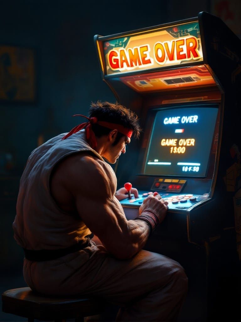 Ryu Defeated at Arcade Game