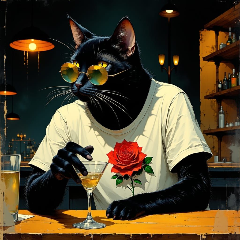 Cool Cat in Sunglasses at Noir Bar