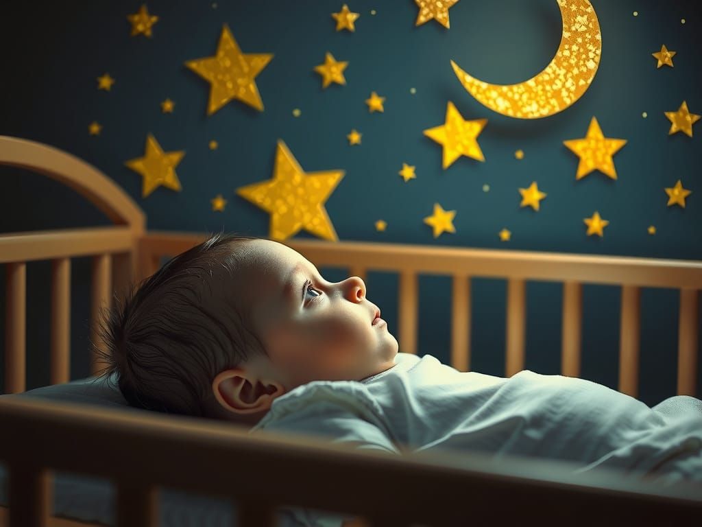 Baby Gazing at Starry Sky, Hyperrealistic Art