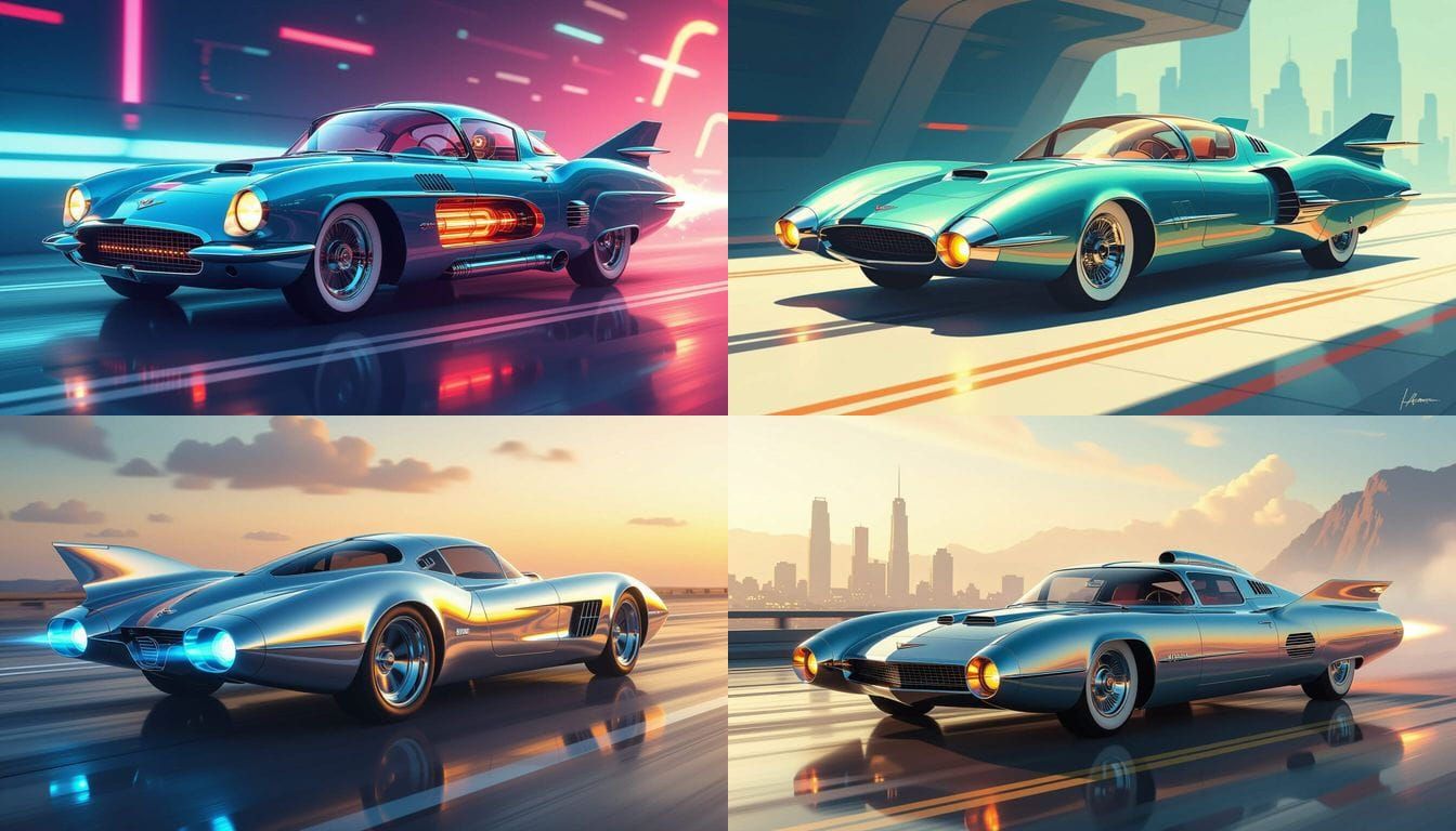 Retro-Futuristic Flying Supercar from the 60s