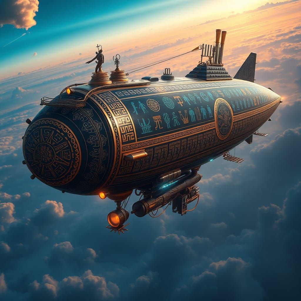 Luxury Airship with Obsidian Exterior and Gold Accents