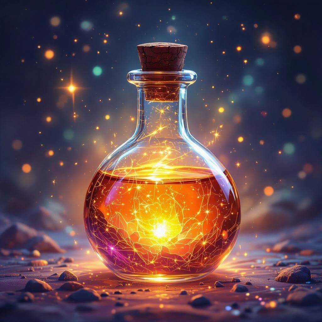 Magical Amber Potion of Healing in Crystal Flask