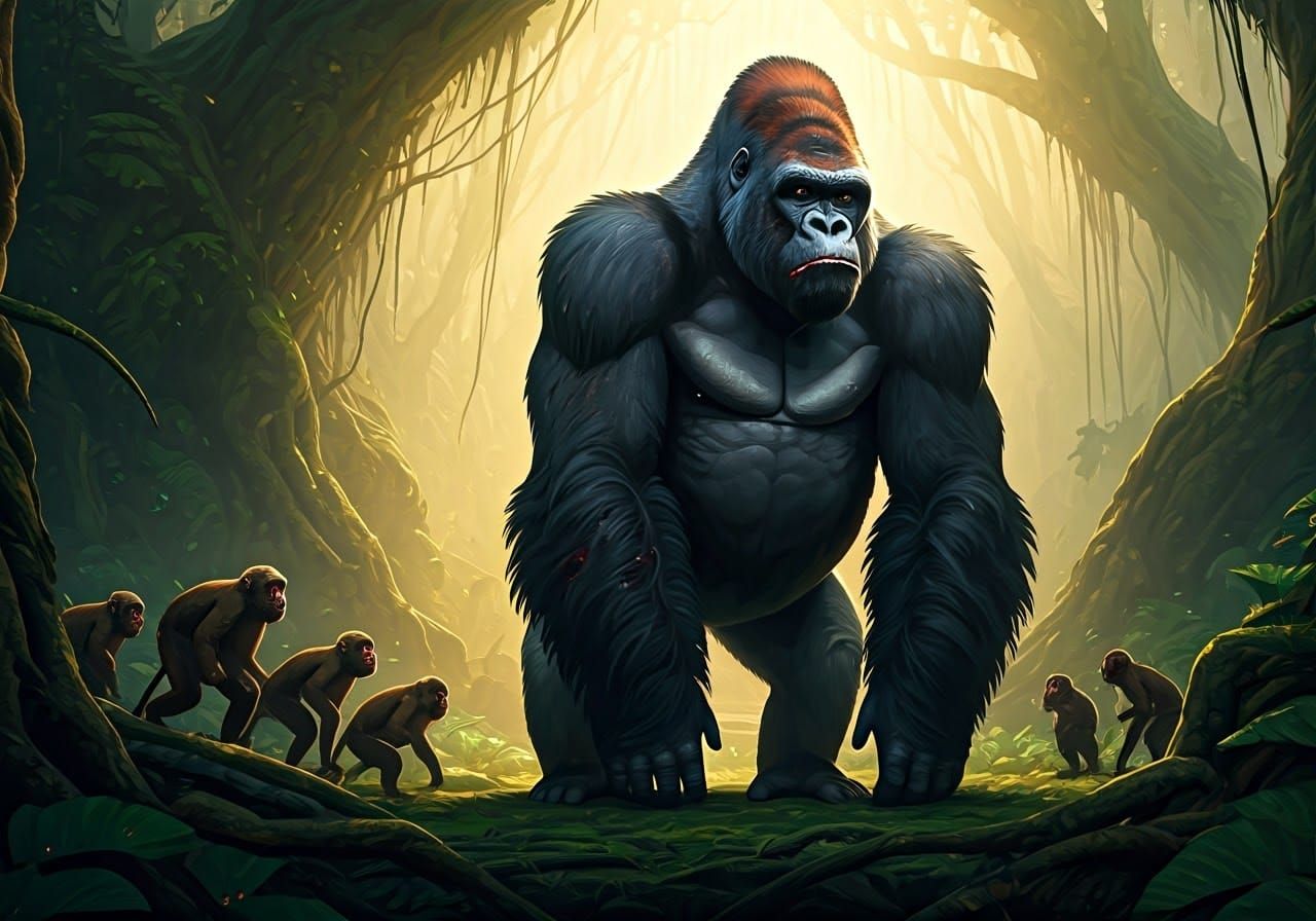 Gorilla Defies Jungle Monkeys Amidst Battle Scars and Lush E...