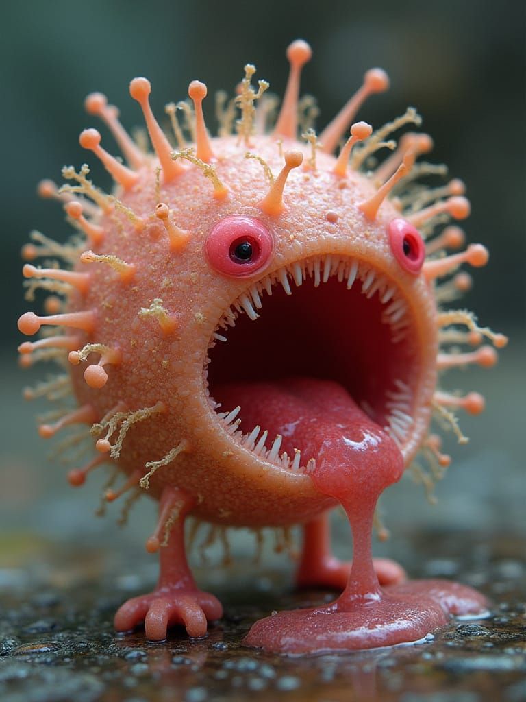 Tiny Petallic Person in Crazed Emulsion Denial